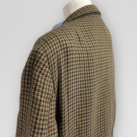 Oscar de la Renta Vintage Oversized blazer 42R. Mens Tweed tan brown houndstooth - Picture 11 of 16